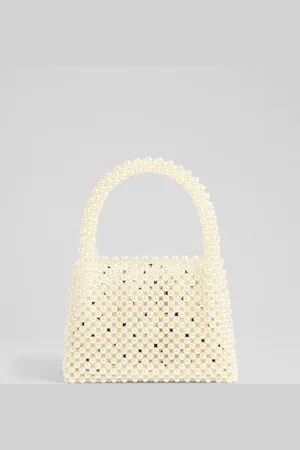 LK Bennett Pearl Acrylic Pearl Bead Handle Mini Tote Bagen