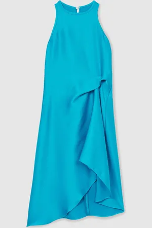 Reiss Micah Satin Drape Tuck Midi Kjole104110cm