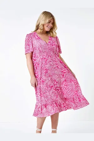 Roman Paisley Tiered Frill Midi Dress50