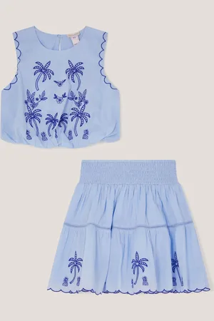 Monsoon Palm Tree Embroidered Top and Skirt Set104110cm