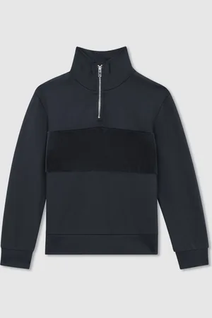 Reiss Selin Slim Fit Half-Zip Funnel Neck Velour Sweatshirt8 - 9 år (128 - 134cm)