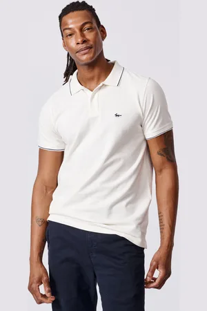 Aubin Percy Tipped 100% Cotton White Polo Shirtlarge