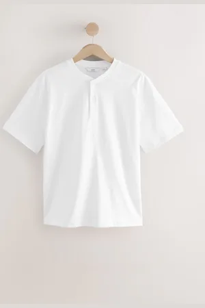 Next T-shirt i afslappet pasform, tungvægtsmandarinkrave 100% bomuldsmall