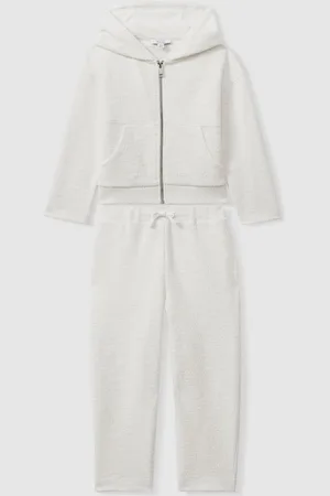 Reiss Ula Cotton Blend Boucle Hoodie and Joggers Set140146cm