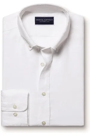 Charles Tyrwhitt Slim Fit Plain Button Down Pure 100% Linen Shirtxlarge