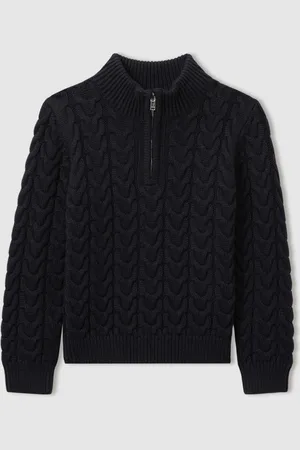 Reiss Tamworth Cabled Knitted Quarter Zip Jumper with Cotton and Wool9 - 10 år (134 - 140cm)