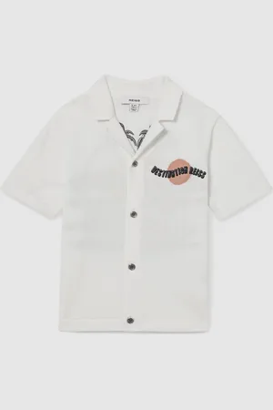 Reiss Mykos Cotton Destination Embroidery Knit Shirt134140cm