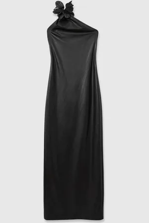 Halston Heritage Faux Leather One-Shoulder Maxi Dress34