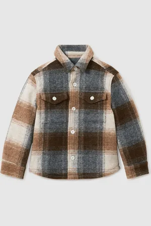 Reiss Marlon Brushed-Tweed Fleece-Lined Checked Overshirt10 - 11 år (140 - 146cm)
