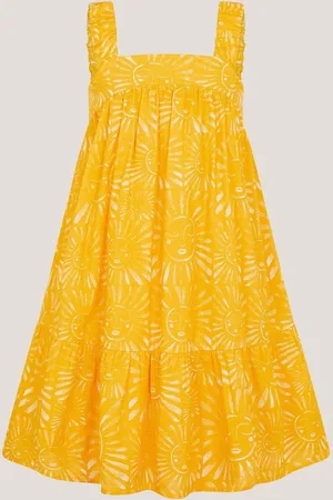 Monsoon 100% Cotton Sun Print Tier Dress3 år (98cm)