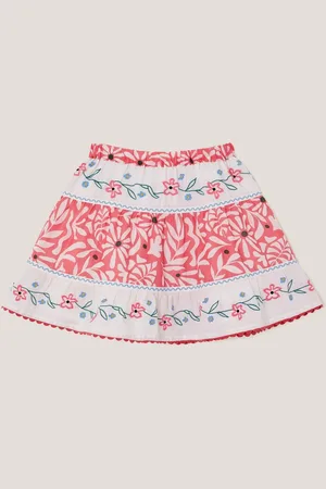 Monsoon Blomster Tryk Tiered 100% Bomuld Nederdele152158cm