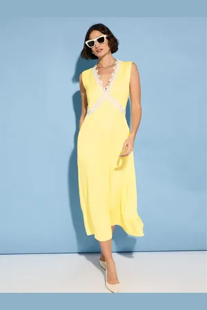 Baukjen Marcella Satin Yellow Midi Dress40