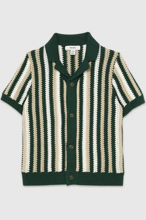 Reiss Carrington Cotton Crochet Stripe Cuban Shirt116122cm