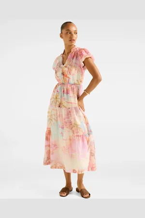 Forever New Jacqueline Puff Sleeves Tiered Midi Dress38