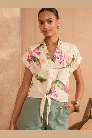 Love & Roses Tie Front Short Sleeve Shirt44