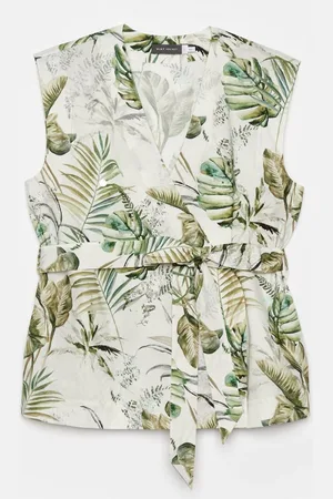 mint&berry Palm Print 100% Cotton Wrap Topmedium