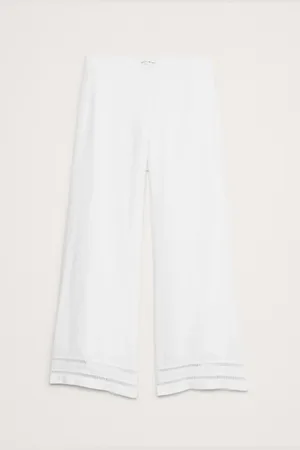 Banana Republic 100% Linen Mid-Rise Lace-Trim Ankle Trousers36