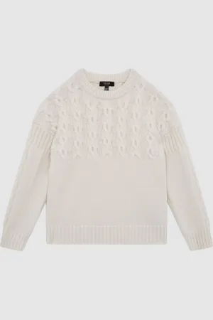 Reiss Sparrow Cashmere Crew Neck Cable Knit Jumper116122cm