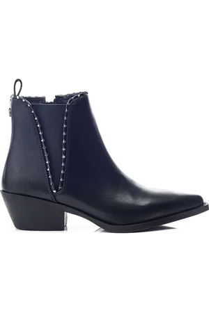 Moda In Pelle Perah V-Studded Elastic Gusset Western Style Blue Ankle Boots