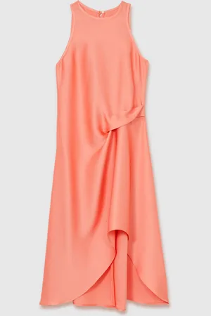 Reiss Micah Satin Drape Tuck Midi Kjole152158cm