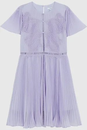 Reiss Coreen Lace Embroidered Pleated Dress116122cm