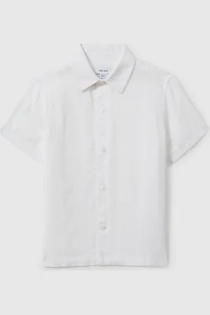 Reiss Ruban Short Sleeve Linen Button Through Shirt8 - 9 år (128 - 134cm)