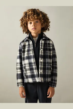 Reiss Wade hættetrøje med børstet ternet11 - 12 år (146 - 152cm)