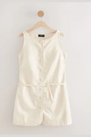Next Button Through Boat Neck Denim Mini Dress46høj