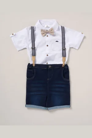 Little Gent Bodysuit Shirt Shorts and Braces Outfit Set8692cm