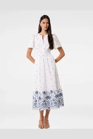 Forever New Eleanor Embroidered 100% Cotton Midi Dress36