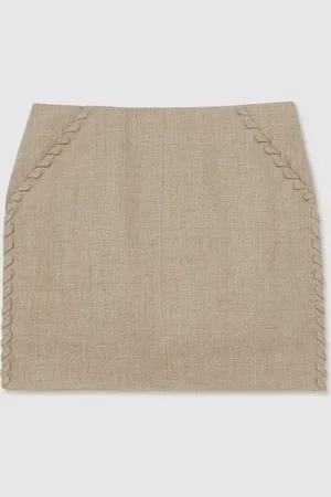 Reiss Nikita Linen Whipstitch Mini Skirt44