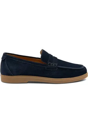 Loake Navy Blue Suede Saddle Loafersuk8eu42