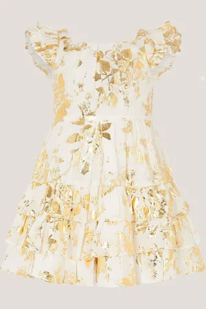 Monsoon Baby Foil Floral Print Tiered Dress5662cm