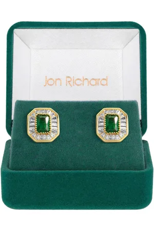 Jon Richard Tone Emerald Baguette øreringeen