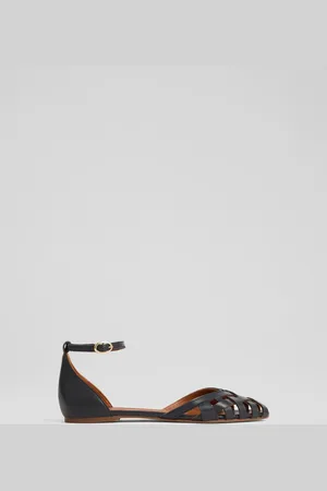 LK Bennett Bianca Marine Nappa Leather Plaited Front Dorsay Shoeseu39