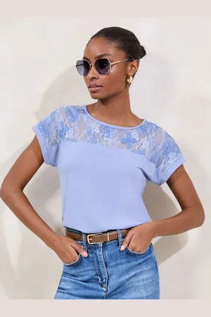 Lipsy London Lace Yoke Detail T-shirt44