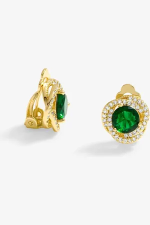 Jon Richard Emerald Twist Halo Clip Earringsen