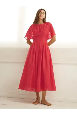 Forever New Eve Seam Detail Midi Dress with A Touch Of Linen36