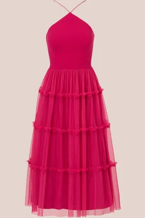 Adrianna Papell Pink Knit And Mesh Halter Dress42