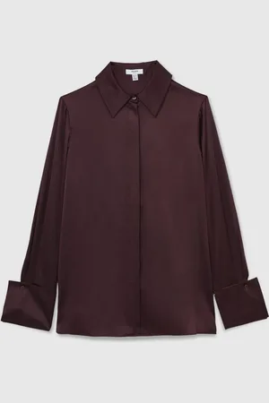 Reiss Silk Double Cuff Button Through Shirt40