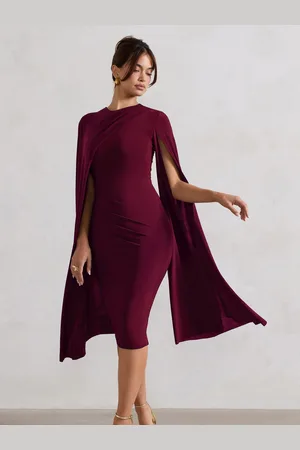 Club L Marysol Asymetric Cape Midi Dress42