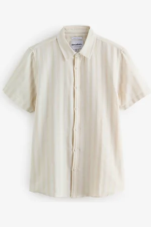 Threadbare Textured Stripe Short Sleeve 100% Cotton Shirtmedium