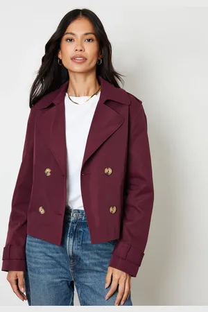 Threadbare Dobbeltradet Afkortet Trench Jakke38