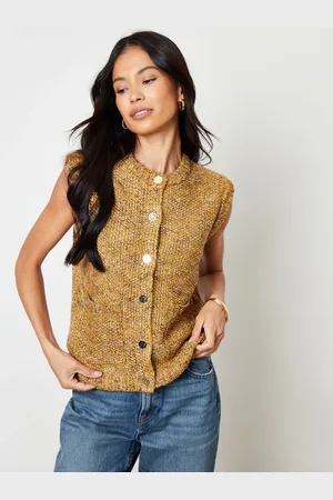 Threadbare Moss Stitch Knitted Button Up Vest44