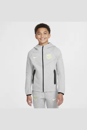 Nike FC Barcelona Tech Fleece -fodboldhættetrøje med lynlås i fuld længde til større børn (drenge)