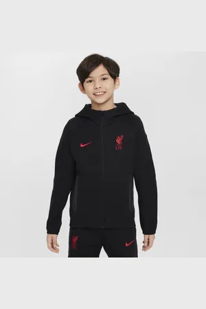 Nike Liverpool FC Tech Fleece -hættetrøje med lynlås til større børn (drenge)