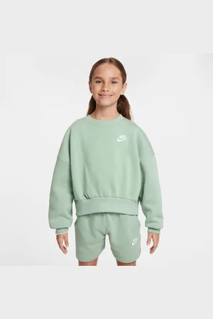 Nike Sportswear Club Fleece-sweatshirt med firkantet pasform og rund hals til piger