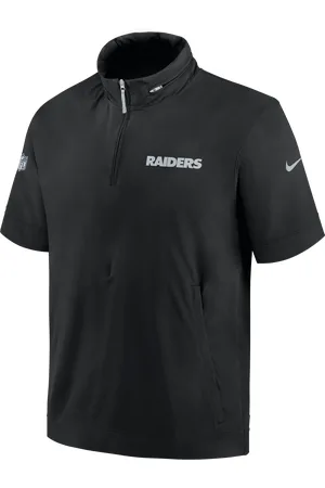 Nike Kortærmet Las Vegas Raiders Sideline Coach NFL-jakke med hætte og 1/2 lynlås til mænd