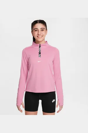 Nike Pro Dri-FIT-top med lange ærmer og 1/2-lynlås til piger