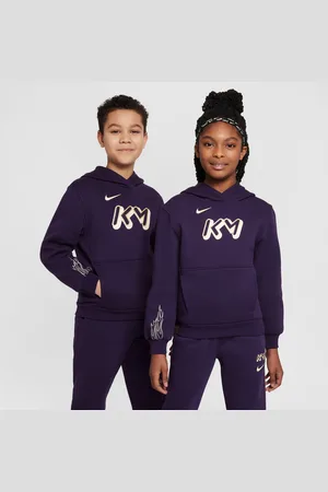 Nike Kylian Mbappé Club Fleece-fodboldhættetrøje til større børn